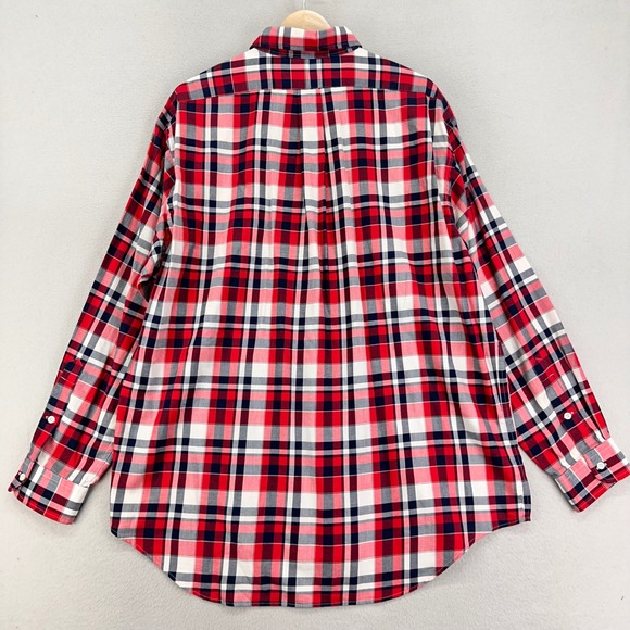 VTG Polo Ralph Lauren WHITFIELD Shirt Mens Large Red Plaid Long Sleeve Cotton - Picture 3 of 7
